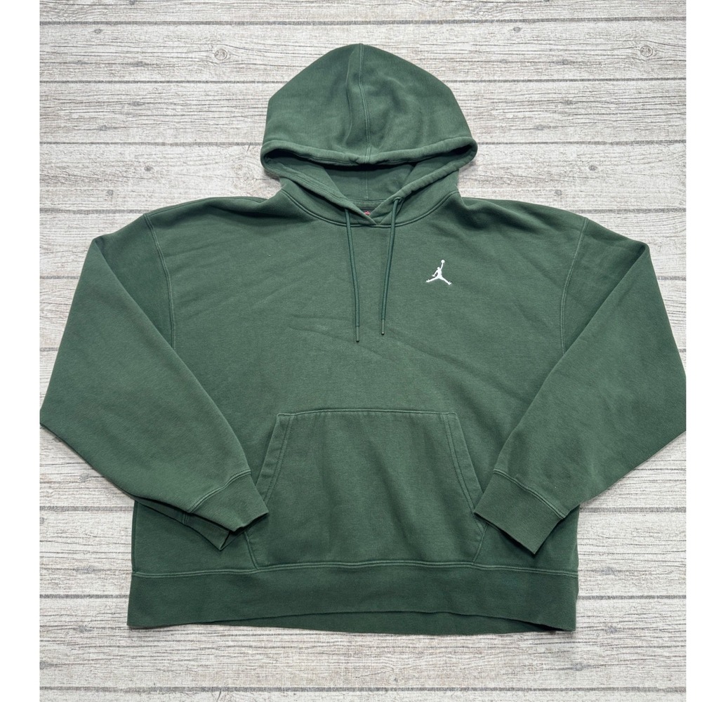 Air Jordan Hoodie Women's Small Green Loose Fit Jumpman Fleece Lined Activewear
